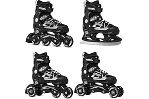 RAVEN 4in1 Inline Skates Pattini in linea Triskates Pattini a rotelle/da ghiaccio per bambini e adulti regolabili