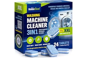 WoldoClean Tvättmaskinrengöring 3in1 Rengör Avkalkar Tar Bort Lukt | Maskinrengöring, trumrengöring, avkalkare, 24 tabs, 1 års förråd