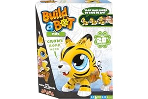 GOLIATH Build-a-Bot: Tiger | Build Your Own Interactive Pet Tiger | Easy Click 'n' Create System | 20+ Piece STEM Robot Kit for Kids | For Ages 4+, Yellow
