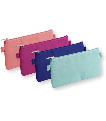 2 Trousses De Maquillage En Toile Vierge - 21x12cm - DIY Déco - Sac Zippé Multifonction - Noir