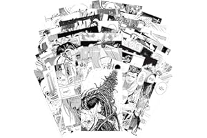 Adval9Vram 50 Stück Anime Panel Wand Collage Set Anime Manga Panels Ästhetische Bilder Klein Fotowand Poster Zimmer Wanddekoration Black White Wand Poster für Jungen Mädchen Teenager