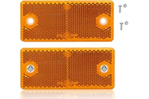 DARKGUARD Catadioptre Rectangulaire Visser Jaune Réflecteur de Remorque, Signalisation Réflector Réflecteur Latéral Ambre pour Clôture Mur E9 Approuvé, 90x40x8mm (Jaune-Rectangulaire-Visser-2pièces