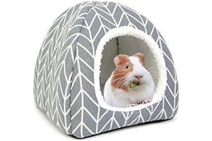 Tierecare Guinea Pig Hideout Hamster Bed Rabbit House Cave Accessories Cozy Hide-Out for Bunny Hedgehog Ferret Chinchilla&Other Small Animals (Grey)