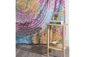 Popular Handicrafts Tapiz para colgar en la pared, hippie, mandala, bohemio, hippie, medallón, psicodélico, diseño degradado, tapices indios, colcha de 53 x 80 Iches (134 cm x 203 cm), teñido anudado