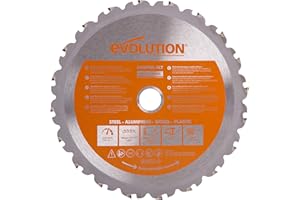 Evolution Power Tools Cuchilla TCT multimaterial R185TCT-20CS (Rage) corta madera, metal y plástico, 185 mm