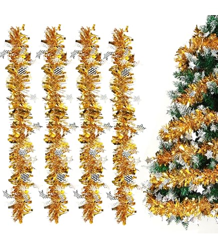 Ghirlanda Di Natale Tinsel 210 Cm - Frange Metalliche Colorate, Decorazione Flessibile Per Albero, Casa, Ufficio E Feste - 2