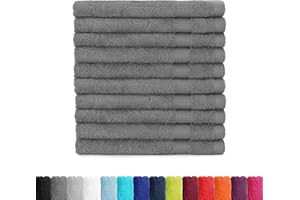 ‎BASATEX BaSaTex - Handtuch Set für Gäste 10er Pack - Frottee-Handtücher mit Aufhängeschlaufe aus weicher Baumwolle in 30x50cm - Waschtücher für Gäste Öko-Tex Standard 100 Zertifiziert - Anthrazit