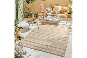 Nazar Tapis Extérieur pour Jardin, Terrasse, Balcon et Camping - Léger et Réversible (1746 Beige, 120x160 cm)