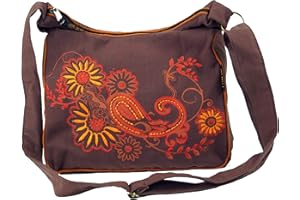 GURU-SHOP Bolso, Bolso Hippie, Bolso Goa - Verde, Unisex - Adultos, Algodón, 23x28x12 cm, Bolsas de Hombro