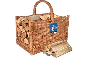 KOTARBAU® Weidenkorb für Brennholz - 45 x 29 x 45 cm - Holzkorb für Kaminholz - Erntekorb - Kaminholzkorb mit Henkel - Tragekorb - Brennholzkorb - Weide - Rechteckig - Natürlich - Braun