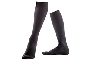 TOROS GROUP MANUFACTURE Chaussettes de contention haute genou UNISEX Pour Hommes et Femmes compression médical 1e classe(18-21 mmHg) 59% coton Professionnelle soutien lors des vols ou voyages Anti-thrombose Anti varices Noir