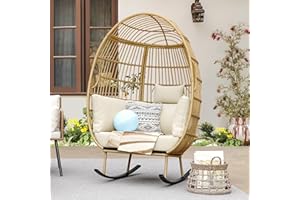 YITAHOME Fauteuil Jardin Exterieur, Fauteuil Oeuf avec Coussin Imperméables, Charge Max. 168 kg, Fauteuil Suspendu en Rotin Solide, pour l'intérieur et l'extérieur Disponible Toute l'année
