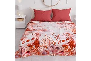 PETTI Artigiani Italiani - Copriletto Matrimoniale Primavera Estate, Coperta Leggera Matrimoniale, Lenzuola Copriletto, Corallo Rosso 100% Made in Italy