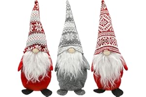 CREOFANT 3er Set Wichtel Weihnachten 33 cm· Filz Wichtelmänner · Santa Tomte · Strickmütze · Weihnachtsdekoration Wichtel Grau · Wichtel mit Wintermütze · Deko Wichtel · Gnom