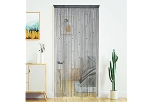 YaoYue Beaded Curtain Door String Curtains for Doorway Tassels Beads Hanging Fringe Hippie Room Divider Window Hallway Entrance Wall Closet Bedroom Privacy Decor (39×79in/100×200cm, Grey)