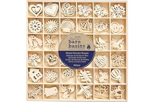 PAPERMANIA Bare Basics Wooden Embellishments, Natural, N Applicable