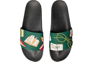 Dedoles Sliders & Slippers for Women, Men & Kids Sandals Funny Designs Plane Coffee Party Pizza Fox Bear Cherry Flamingo Footwear Gift, Colour: Book Lover, Size: 8 UK