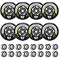 Aluscota Inline Skate Wheels 64 mm, 72 mm, 76 mm, 80 mm - Pack of 8 with ABEC9 Bearings | Compatible with K2, Hudora, Gonex, Apollo Inline Skates