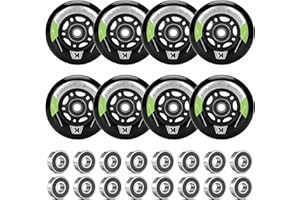 ALUSCOTA Pattini in linea 80 mm 76 mm 72 mm – 8 pezzi Inline Skate Ruote 85a in linea con cuscinetto a sfera ABEC9 | Pattini in linea per pattini K2 Hudora Gonex Apollo Inline Skate