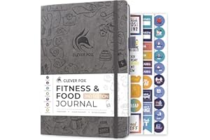 Clever Fox Diario di fitness e cibo, agenda nutrizionale e allenamento per donne e uomini, diario di dieta e esercizi in palestra, con calendari, dieta e monitoraggio dell'allenamento, senza data, A5,