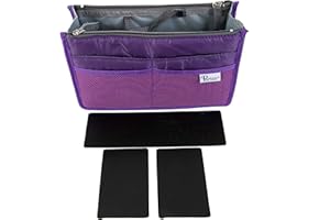 Periea 'Chelsy' Premium Handbag Organiser Insert: Structured Travel Pouch for Tote Bag, Purse Insert for Efficient Bag Organisation - Medium, Purple