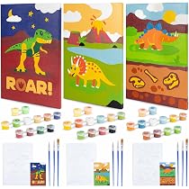 Kit Peinture Par Numéros Zimrobin – Dinosaures Rugissants – 5-7 Ans – Avec Acryliques, 3 Pinceaux Et Cadre