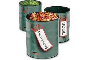 3 Trädgårdssäck Stora 300L - 4 slitstarka handtag - Stabil - Hopfällbar - Återanvändbar - Robust Polypropen