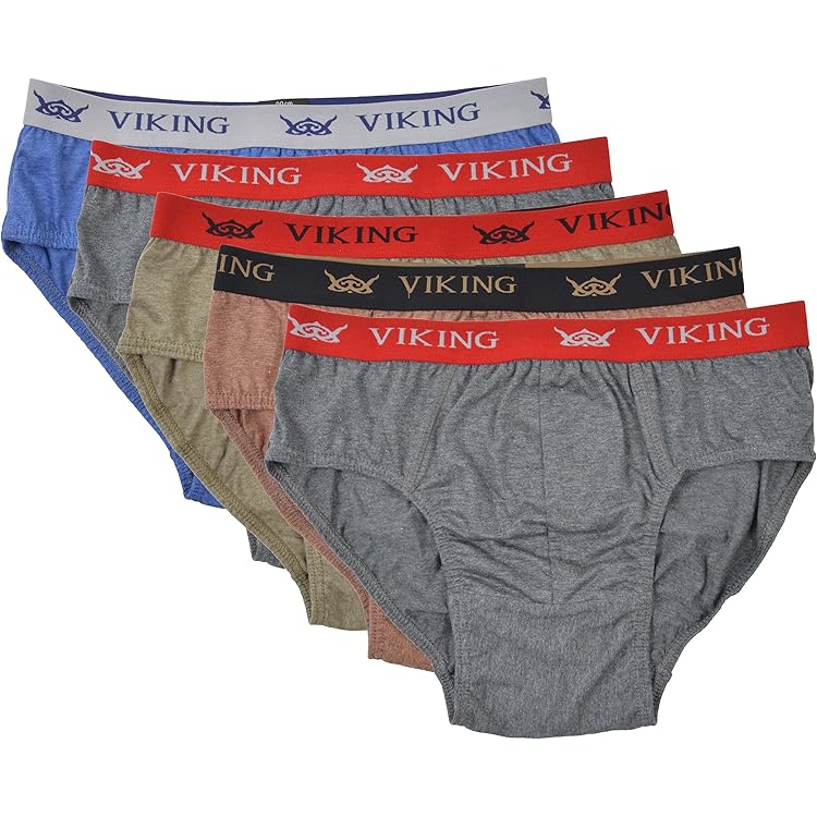 Buy Viking Men's Cotton Briefs (Pack of 5) (VK06_90_Multicolour_90