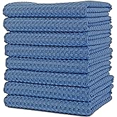 Polyte - Waffle Knit Microfiber Tea Towel - Ultra Premium - Pack of 8 (Blue, 40 x 71 cm)