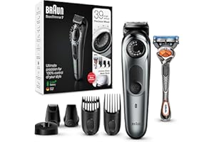 Braun Regolabarba Tagliacapelli Uomo, Rasoio Incluso, Rifinitore Barba, Accessori inclusi, Idea Regalo, BT7240 Nero