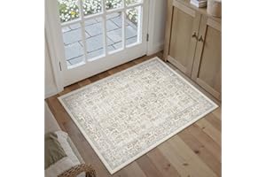 HUGEAR Vintage Dywaniki Maly Dywany 60x90cm Taupe Antypoślizgowy Zmywalne Kuchni Sypialni Wejścia Pralni Iazienkowy Wycieraczka Dywanowa KróTkim WłOsiem