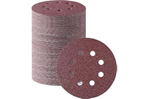 MIDO PROFESSIONAL ABRASIVE MIDO Professioanl Abrasive 125 mm Sanding Discs 110 PCS Sandpaper 5 Inch 8 Hole Sanding Pads 40 Grit Sanding Disc Hook and Loop Round Orbital Sander Pads for Sanding