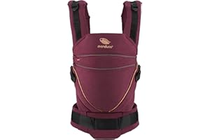 manduca XT Baby Carrier, Adjustable Seat, Expands from Newborn to Toddler Carrier, Organic Cotton Baby Sling with 3 Carrying Options, Denim Berry/Toffee