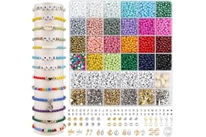 EUES 4mm Abalorios para Hacer Pulseras，Cuentas para Pulseras，Kit Pulseras Bolitas Abalorios Set para El Mejor Partido para Conciertos y Festivales de Música