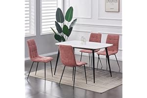 mcc direct Set of 4 Faux Matte Suede Leather Dining Chairs With metal Legs home& restaurants henri [Black*Grey *Light Grey* Pink] (pink)
