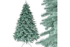 SMEREKA® Niebieska sztuczna choinka 250 cm, 100% formowana wtryskowo, wyprodukowana w UE, sztuczna choinka premium ze stojakiem metalowym, sztuczna jak prawdziwa