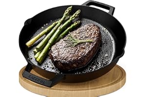 KAISERTAL® Gusseisenpfanne inkl. Rezeptbuch- 30cm Premium Pfanne Gusseisen. Die Gusspfanne ist Induktionsgeeignet, Voreingebrannt und Backofengeeignet.