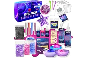 Coradoma Galaxy Slime Kit DIY mit Glow in the Dark Pulver | Galaxie Schleim Set für Kinder mit Sternen, Glitzer und Aufkleber | Galaktischer Schleim mit im dunkeln leuchtendem Pulver