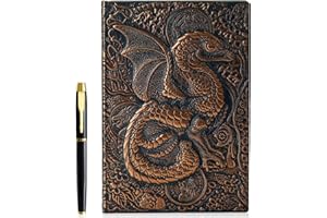 FENGCO 3D Fly Dragon Vintage Tagebuch+Stift Set,A5 Notizbuch Liniert,Personal Organizer DND Journal Notebook Planner,GeburtstagGeschenk für Männer Frauen Erwachsene Kinder(RedBronze)