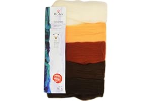 Rayher Pack vellón de lana fieltro, 5x10 g, marfil-ocre, lana merino, 100% lana de oveja, 5365400, 3.45 x 1.7 x 0.3 cm