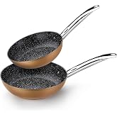 Monix Copper | Set of 2 Frying Pans 20-24 cm | Copper Effect, Non-stick Forged Aluminium with Titanium Particles, for All Typ