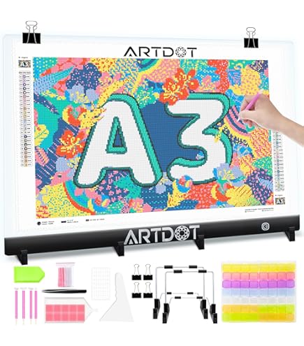 TOHETO A4 Tablette Lumineuse Diamond Painting, Magnétique Table Lumineuse Dessin, Uminosité
