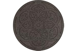 Nicoman SCROLL Garden Stepping Stone Recycled Rubber Steps Hard Wearing Heavy Duty Outdoor Pathway Tiles - (Earth, Dia.46cm, Set of 4)