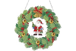 Kits de Peinture au Diamant de Noël, ARTOWN 5D Full Drill Diamond Painting Kit Bague Fleur Pour Portes et Fenêtres Décoration de Noël