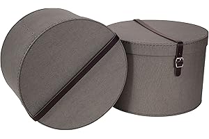 Bigso Box of Sweden 5482C6449LEA000 Lot de 2 Boîtes de Rangement Rond Panneau de Fibre Gris 37,5 x 37,5 x 23,5 cm