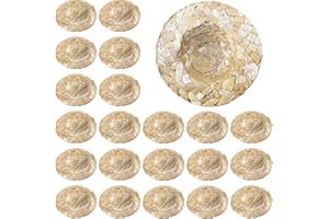 Cayway 30 pz Mini Cappelli di Paglia in Miniatura Artigianale, Mini Chapeaux de Paille pour Poupée pour Maison de Poupée, Jardin Féerique