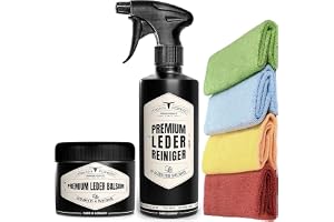 URBAN FOREST läderrengöring 500 ml + läderbalsam 250 ml + 4 dukar sparset | Mikrofiberdukar, mild lädervård för lädersäten, bilvård, tillverkad i Tyskland