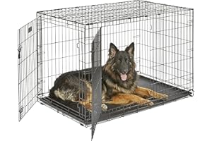 MidWest Homes for Pets iCrate Modell 1542DDU Hundebox, ca. 122 cm lang, mit Doppeltür, auslaufsicherer Bodenwanne, Bodenschutzfüßen, mit Trenneinsatz und patentierten Funktionen, schwarz