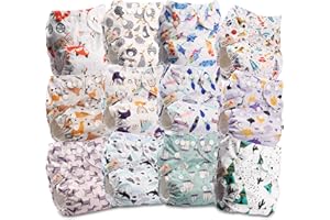Littles & Bloomz Lot de 12 Bébé Couches Réutilisables en Tissu Couche Lavable à Poche avec Bouton Pression, FLP2-1201