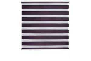 Blindecor Lira estor enrollable noche y día, color Violeta, estor de 140 x 180 cm (ancho x alto). Tamaño de la tela 137 x 175 cm. Estores noche y dia elegantes